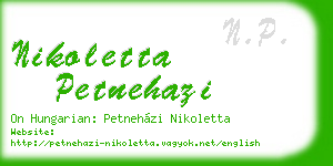 nikoletta petnehazi business card