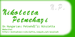 nikoletta petnehazi business card